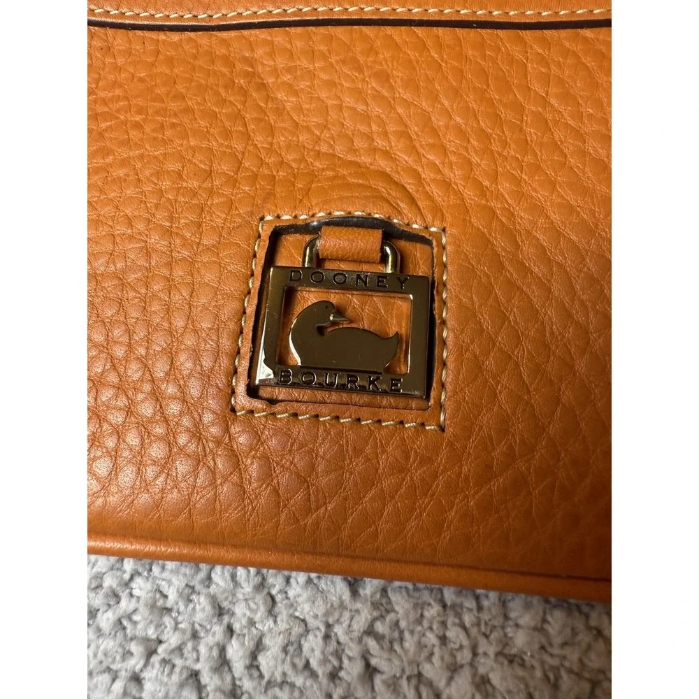 Dooney & Bourke Women's Wristlet Orange Pebbled Leather Large Slim Purse
